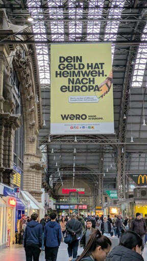 Massive Wero advertisement in the Frankfurt Main Station