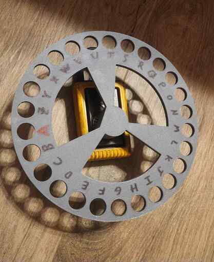 3D-printed PLA "dial wheel" atop a combination lock-box